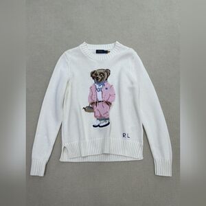 Polo Ralph Lauren White Sweater with Bear Design